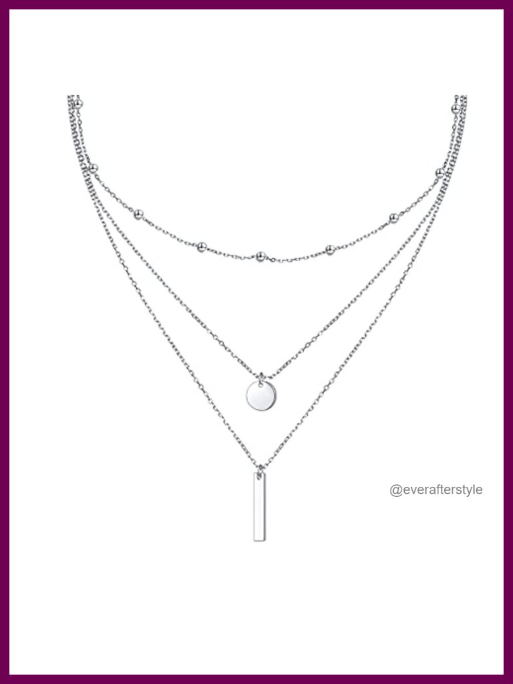 925 Sterling Silver Multilayer Triple Chain Layered Necklace Women
